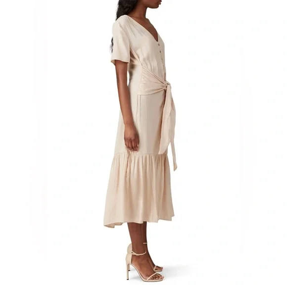 LIKE NEW LOVE, WHIT BY WHITNEY PORT NUDE TIE WAIST DRESS
